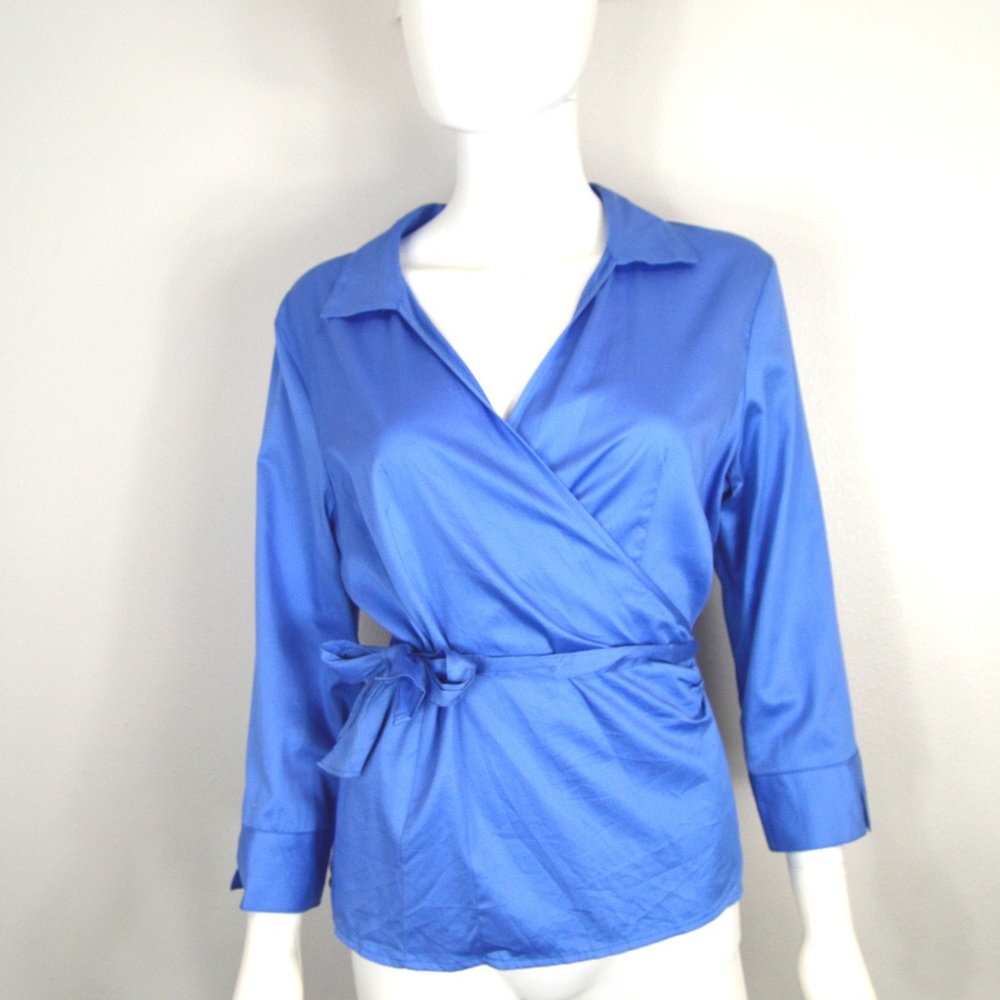 Covington Blue Wrap Top